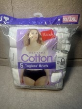 Hanes Soft Breathable White Cotton 5 Tagless Briefs Soft Waistband Size 10/3XL