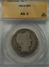 1914 Barber Half Dollar Silver  ANACS AG 3