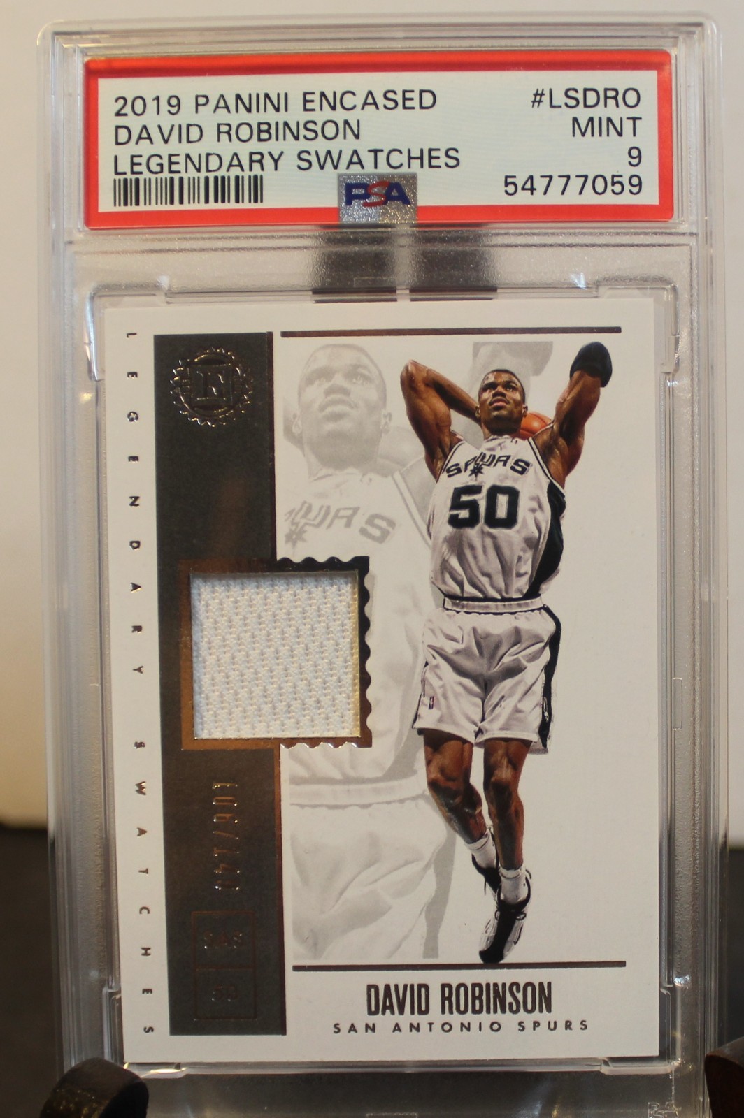 PSA 9  2019-20 Encased 106/149 David Robinson LS-DRO game Worn Patch Spurs Rare