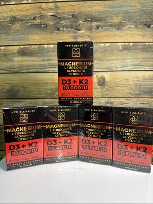 New Elements Magnesium Complex- D3+K2 10,000iu Exp 8/11/27 (Lot Of 5)
