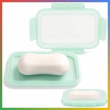 Slim Travel Soap Holder Case Green Silicone Insert Leak Resistant Flexible