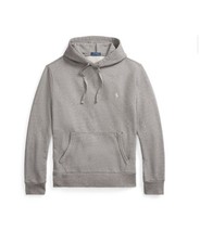 Felpa con cappuccio Ralph Lauren Loopback in pile grigia taglia media nuova con etichetta