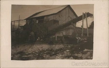 Farming Equipment by Barn Original Vintage Real Photo Postcard RPPC