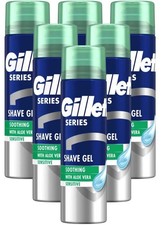 6 x 200ml Gillette Series Soothing Shave Gel with Aloe Vera for Sensitive Skin 17.49 per litre