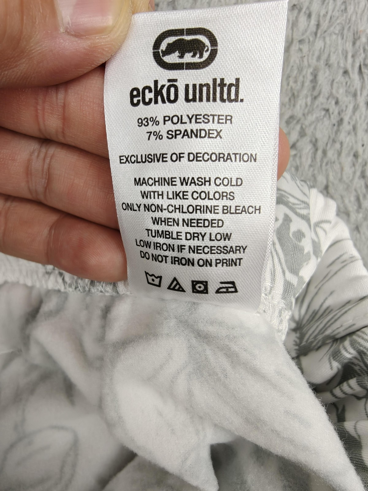 Ecko Unltd Shorts Mens Medium White Gray Floral Stretch Drawstring EO12N164T