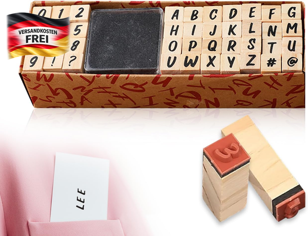 Buchstaben Stempel Set 40 StüCk FüR Scrapbooking Karten DIY Basteln Holz-image