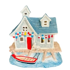 Blue Sky Ceramics Nautical Boat Shop Candle House 2018 Tea Light Candle Holder