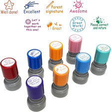 8 Pack Teacher Stamps Self Inking - Teacher Classroom Grading Stamp