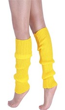 Women Juniors Knitted Leg Warmers 16" Neon Length ---16 inch 1 Pair--yellow