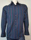 Blaq Mens Long Sleeve Collared Shirt Top size 2XL Colour Navy Stripes