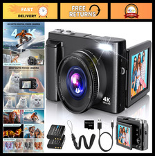 48MP 4K Digital Camera for Vlogging  Photography, 180  Flip Screen, 16X Zoom, A