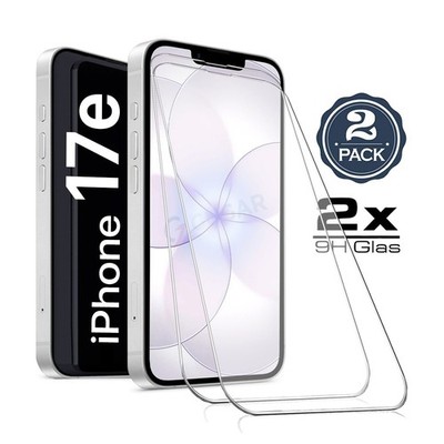 2X Glas für iPhone 17e (6.1'') Panzerfolie 9H Echt Glas HD Display Schutzglas