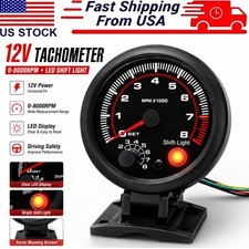 12v 3.75 Universal Car Tachometer Gauge Meter With Led Shift Light 0-8000rpm 12v 3.75 Universal Car Tachometer Gauge Meter With Led Shift Light 0-8000rpm