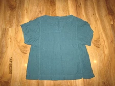 Toast boxy Top Womens Size M Green 100% Linen Blouse Shirt Lagenlook oversize