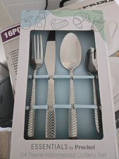 Prochef 24-Piece Hammered Cutlery Set for 6 Spoons, Forks, Knives