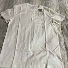 Goodfellow & Co. WHITE M men's standard fit short sleeve 3 button polo shirt