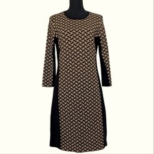 J. McLaughlin Geometric Metallic Knit Sweater Dress Womens Sz Med
