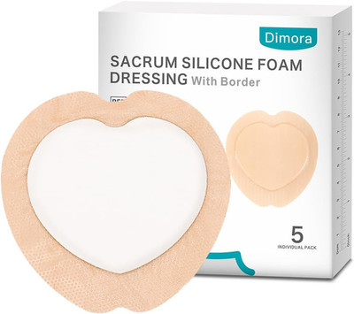 Wound Dressing Sacrum Foam Bandages Silicone Adhesive Border 7.08''X7.08'' Waterpr
