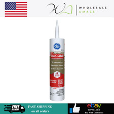GE Advanced Silicone Caulk for Kitchen  Bathroom, White, 10 fl oz Cartridge