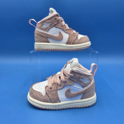 Nike Air Jordan 1 Mid Shoes Toddler Legend Pink Suede Sneakers FN7537-161 Sz 4C