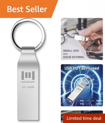 32GB High-Speed USB 3.0 Flash Drive - Waterproof Memory Stick for All Devices
