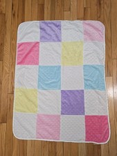 Circo Patchwork Minky Dot Baby Blanket Pastel Pink Blue Purple Yellow Sherpa