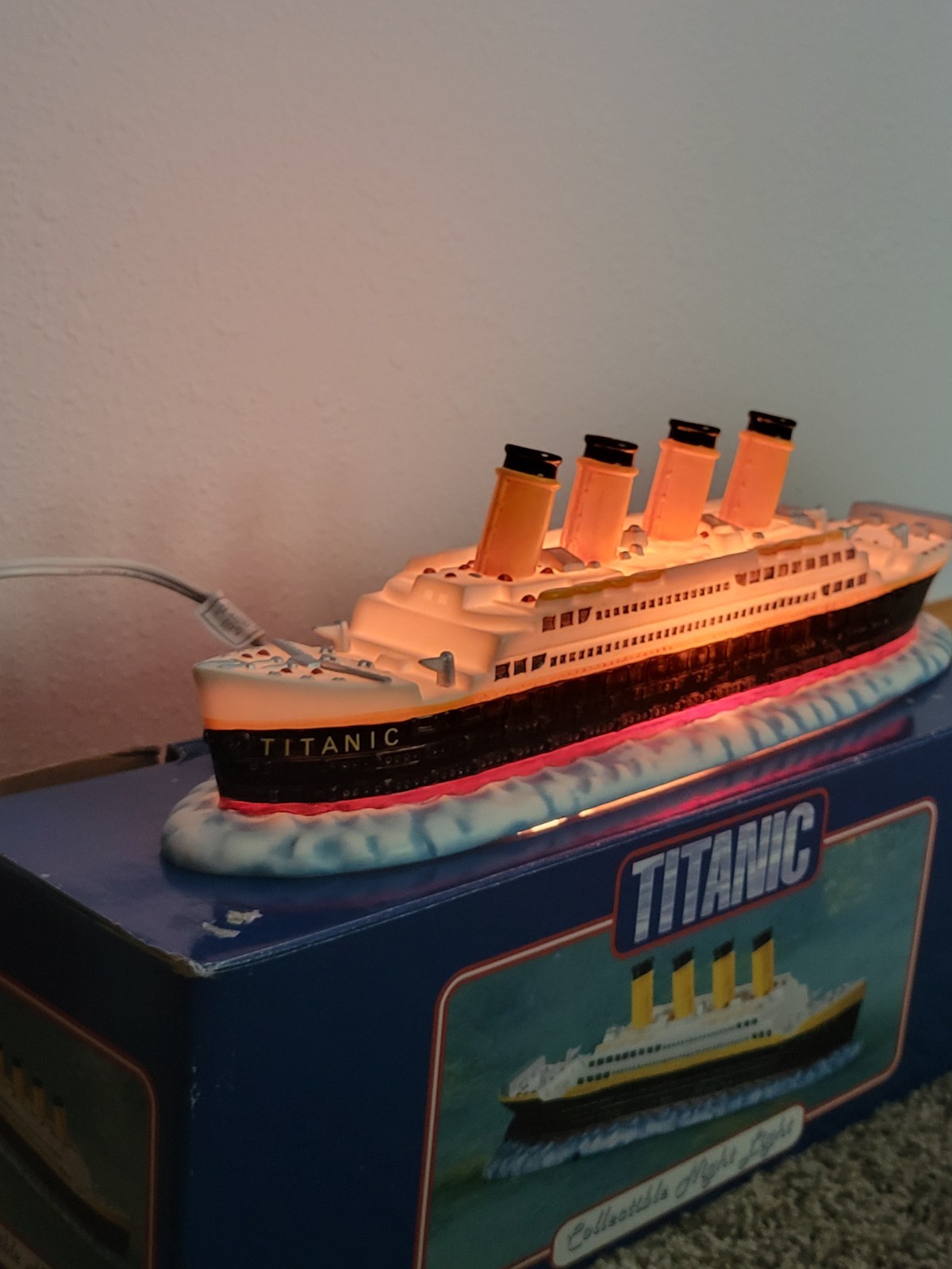 Vintage Titanic Night Light Enesco 1998 With Original Box- Works- 14 Inches Long