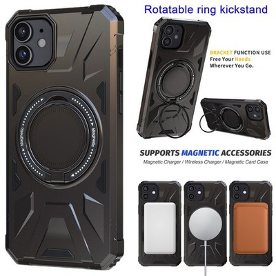 For iPhone 11 Case Magnetic Shockproof Hard Hybrid Rugged Ring Stand Phone Cover