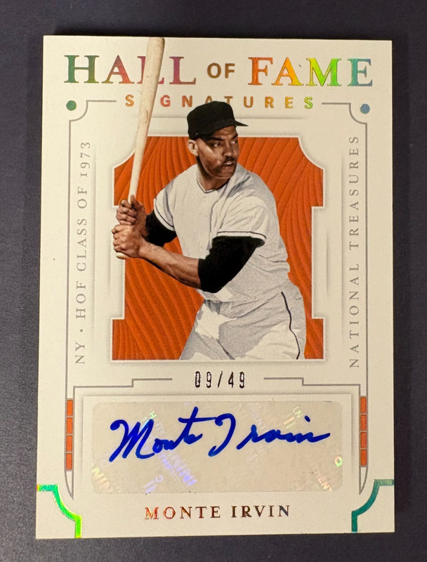 Monte Irvin 2019 National Treasures #HOF-MI Hall of Fame Signatures Auto /49