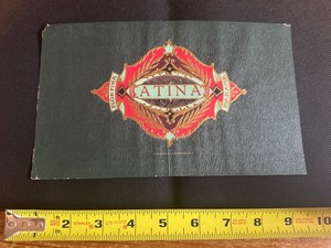 Antique Atina Habana Cigar Box Label Flor Fina Crimson Gold Embossed Proof