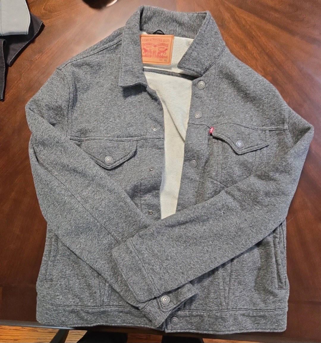 Levi's Gray Button Point Collar Short Trucker Jac… - image 1