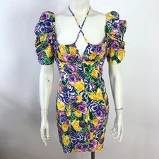 Zara XS Viscose Sheath A-Line Women's Mini Dress Floral All Over Print