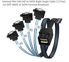 Internal Mini SAS HD To SATA Right Angle Cable 3.3ft