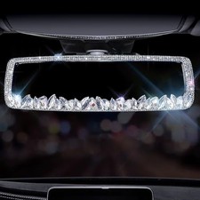 Bling Car Rearview Mirrors Decorations Rear View Mirror with HD HSJ-White Gem