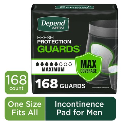 Depend Guards Incontinence Pads for Men, Maximum Absorbency, 168 Count