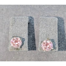 925 Sterling Silver Pink Crystal Stud Earrings