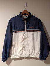 VTG 90s Nike Windbreaker Jacket Blue White Orange Mini Swoosh Youth M 8-10