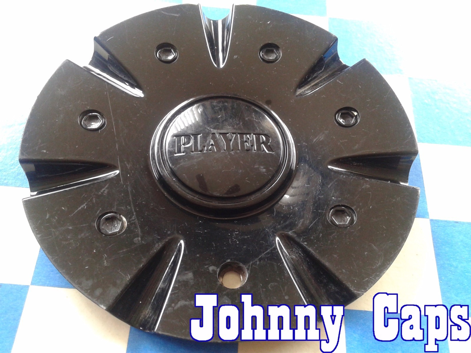PLAYER WHEELS BLACK Center Caps # C-713-1 Custom Wheel [64] USED Center Cap (1)