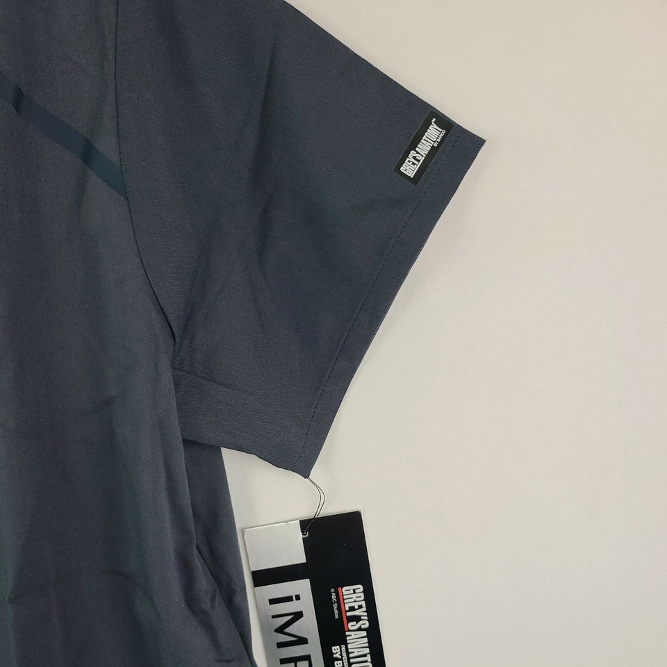 Blusa Médica Grey's Anatomy Impact Mujer 3 Bolsillos Cruzada Cuello en V Acero Talla M Nueva con Etiquetas Foto 4 de 4