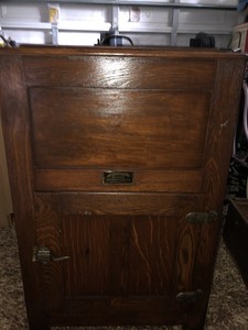antique wooden icebox