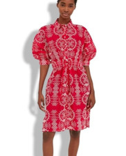 BNWOT: Cutwork embroidery collared shirt dress from ZARA: Size: LARGE: RED
