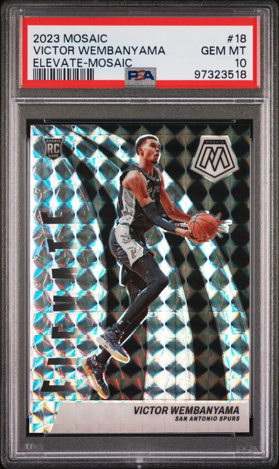 VICTOR WEMBANYAMA PSA 10 2023 Silver Mosaic Prizm Elevate Rookie GEM MINT 💎🔥