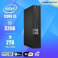 DELL Mini Desktop Computer PC i5, Up to 32GB RAM, M.2 SSD, Windows 10/11, WiFi