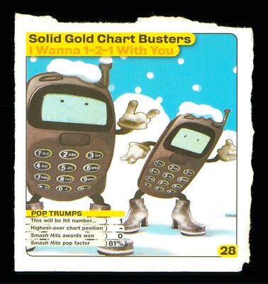 Smash Hits Songwords card 28 Solid Gold Chart Bursters I wanna 1-2-1 with you
