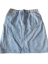 Liz Claiborne Lizwear 5 Pocket Jean Blue Denim Straight Skirt 14 light wash