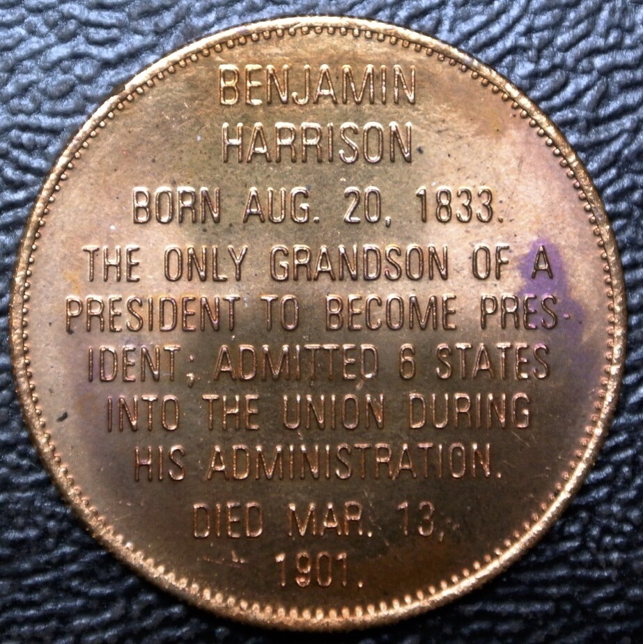 BENJAMIN HARRISON 1889-1893 - 23rd President Medallion - Franklin