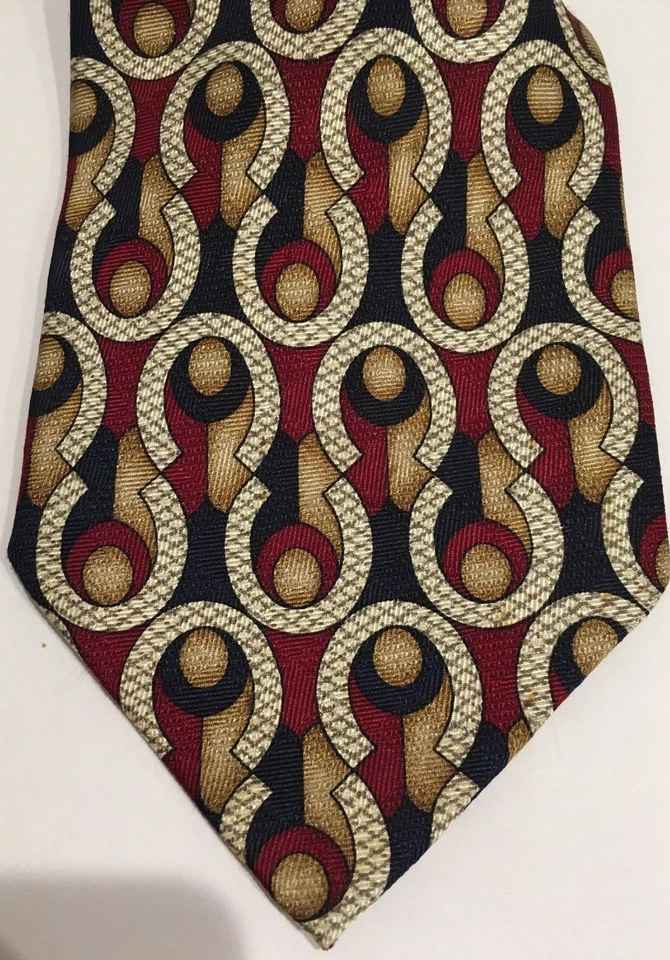 Corbatas geométricas para hombre LOUIS ROTH 100 % seda azul, rojo, beige, herradura Foto 4 de 4