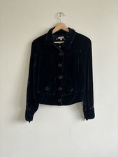 Cath Kidston Womens Jacket Size 10 Velour Velvet Dark Midnight Blue 18% Silk