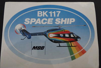 Werbe-Aufkleber MBB BK 117 Space Ship Twin Helikopter Hubschrauber 80er