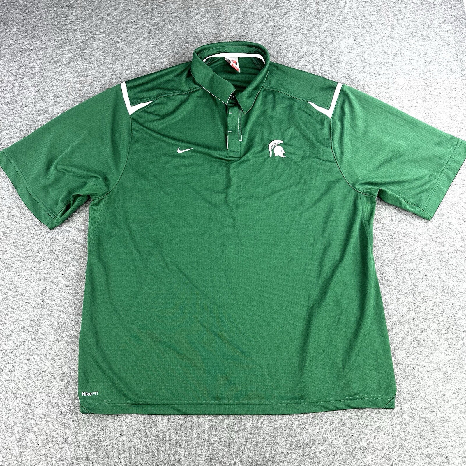 VTG Michigan State Spartans Nike Polo Mens 2XL XXL Green NCAA Team Authentic